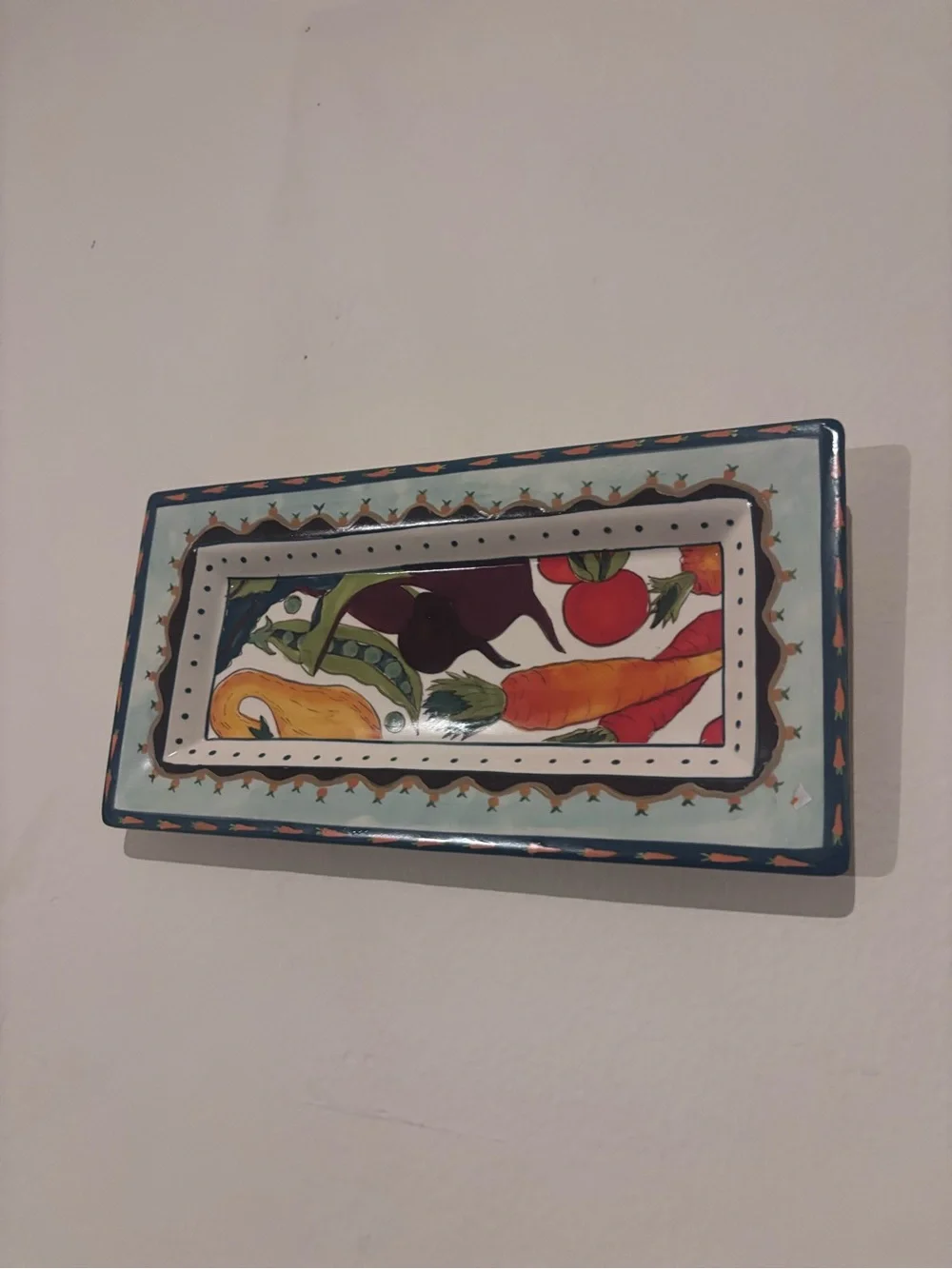 Hand-Painted Ceramic Vegetable Platter - Multicolor Accent